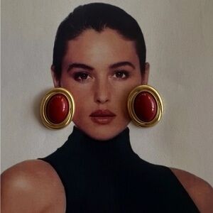 Vintage Inspired Red Stud Earrings